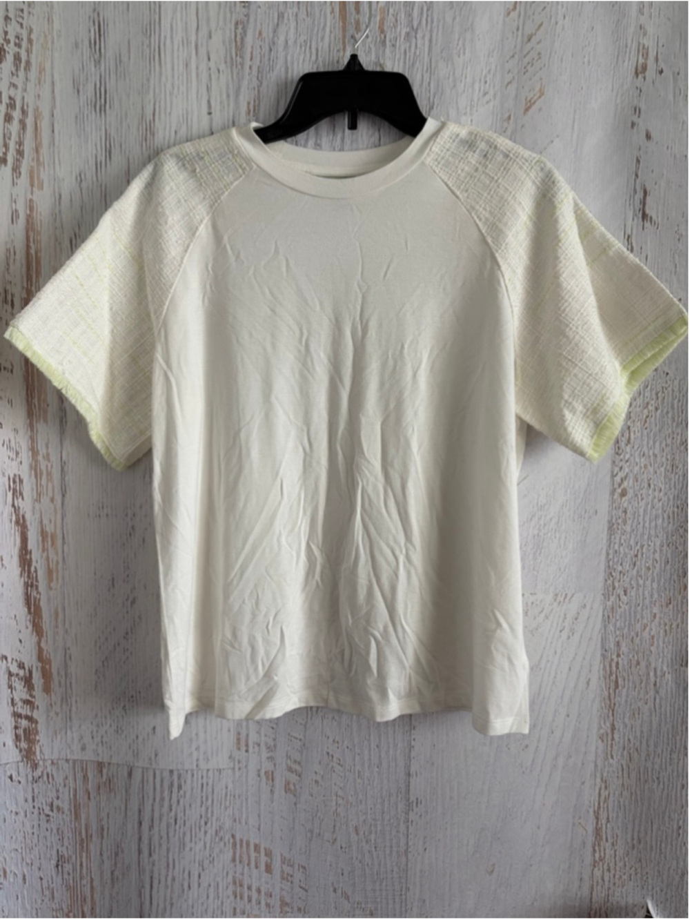 Women's RYEGRASS White & Yellow Short Sleeve Tee L